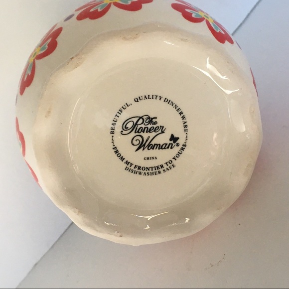 Pioneer Woman Sugar Bowl With Lid Red Flowers Farmhouse Vintage Style Ceramic - Picture 5 of 11